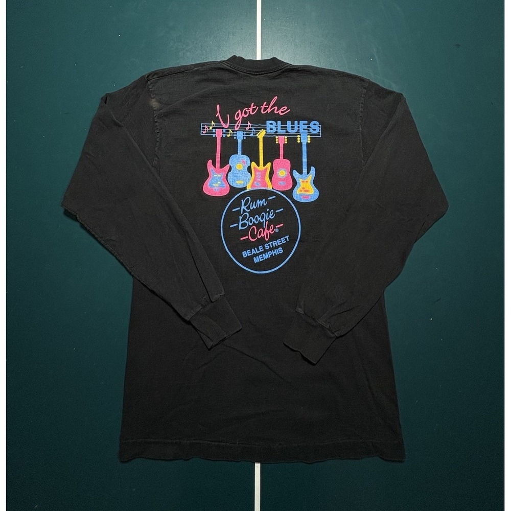 Vintage Rum Boogie Cafe Shirt Large Black Memphis‎ Beale Street Blues Music 90s